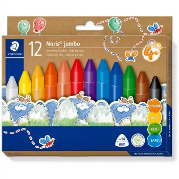 Wasstiften Staedtler Noris Jumbo — 12 kleuren, niet-toxisch, jumboformaat