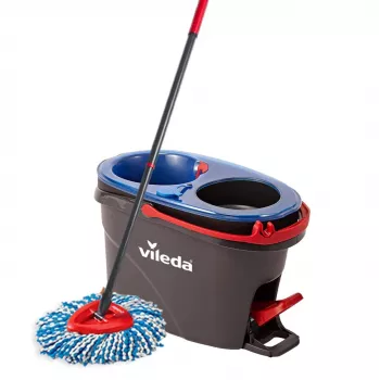 Vloerwisser VILEDA microvezel 320 mm, telescopische steel 55–123 cm, wasbaar, 360° draaibare kop, zwart/blauw/rood