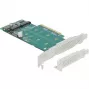 DeLOCK PCI Express x8 kaart naar 2 x interne NVMe M.2 Key M bifurcatie low-profile form factor