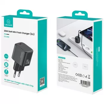 Oplader usams USA001627 20W 1×USB-C met USB-C-kabel — snellaadadapter voor telefoons en tablets