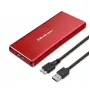 SSD-behuizing QOLTEC 51831 USB 3.0 voor M.2 SATA-schijven tot 2 TB, rood, ondersteunt 30 mm lengte, tot 4 schijven