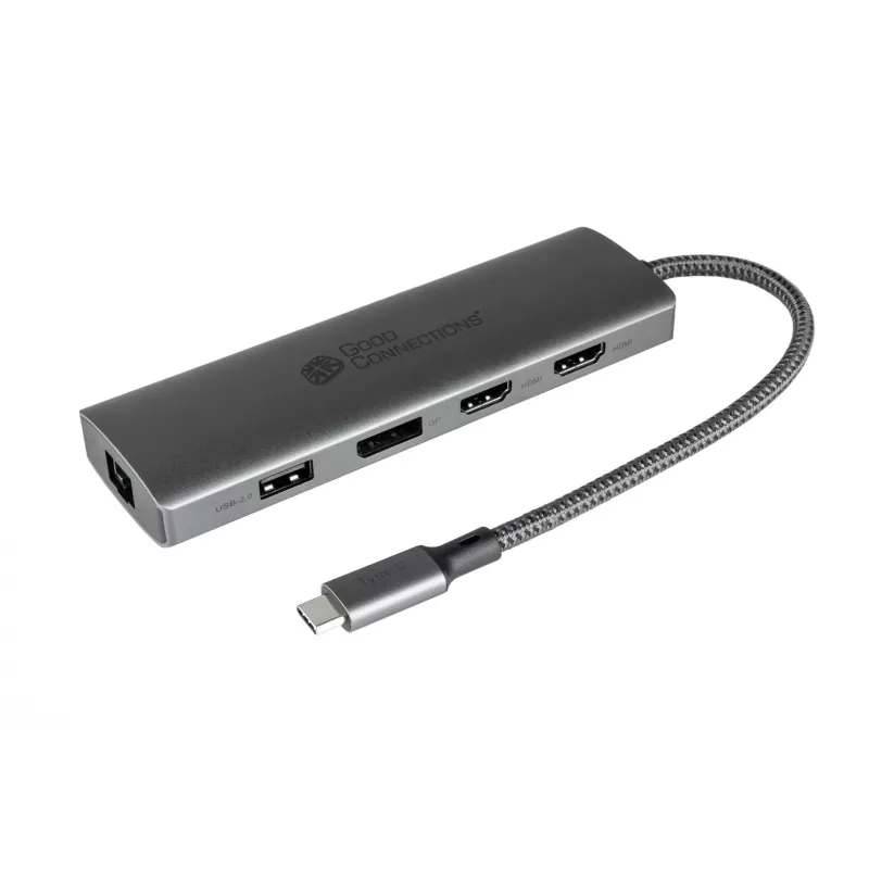 Alcasa HUB-C001A interfacehub USB Type-C 5000 Mbit/s antraciet