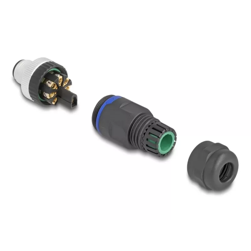 DeLOCK M12 connector A-gecodeerd 8-polig stekker schroefaansluiting