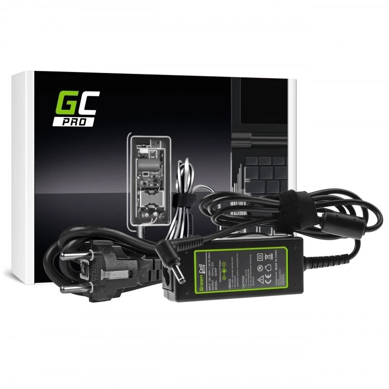 Voeding Green Cell AD40P 45W voor laptops, 19V 2.37A, AC-to-DC, 100–240V ingang, zwart