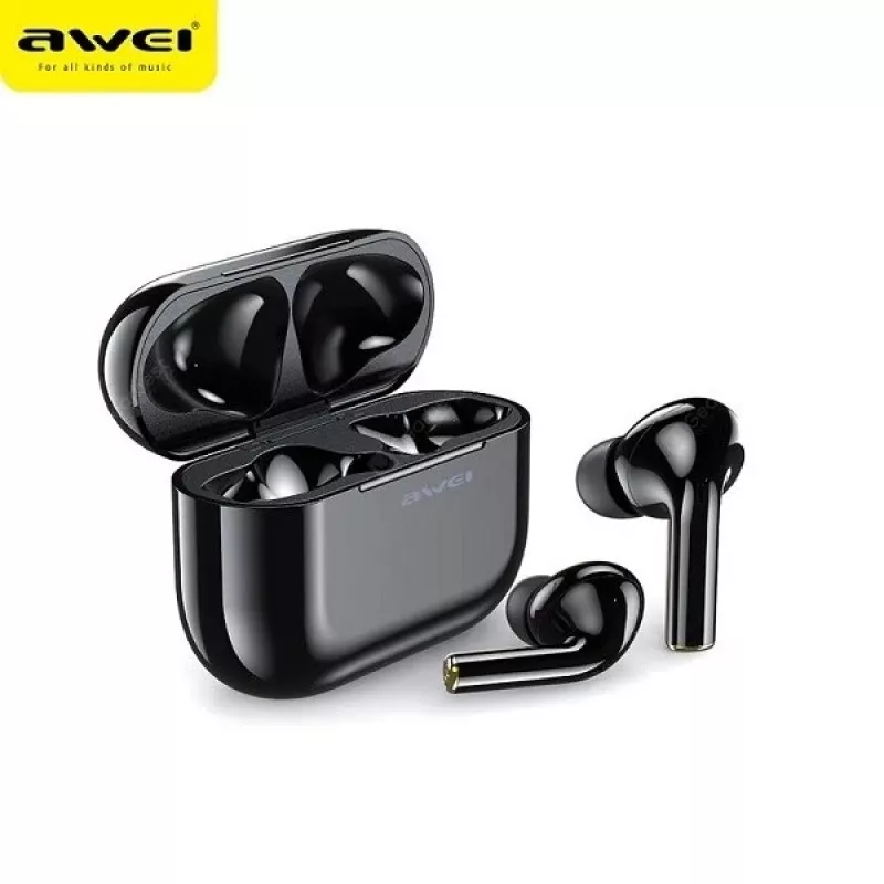AWEI Bluetooth 5.0 T29 TWS-hoofdtelefoon + oplaadstation zwart/zwart