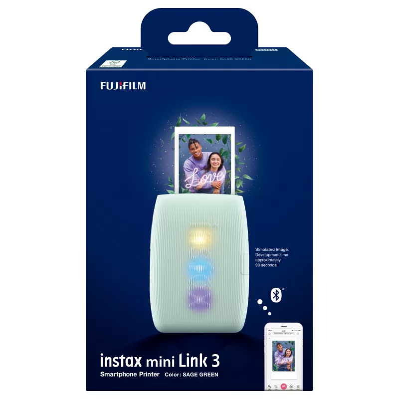 Fujifilm instax mini Link 3 EX D 16832156 printer, 800 x 600 DPI, afdrukken van 6,2 x 4,6 cm, Bluetooth, saliegroen