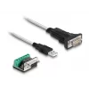 DeLOCK 63465 USB 2.0 Type-A naar serieel RS-422/485 adapter, 6-pins klemmenblok, 1,8 m, zwart/transparant