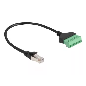 DeLOCK RJ45-kabel Cat.6 stekker naar klemmenstrookadapter 30 cm zwart groen
