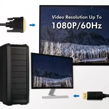 DisplayPort-naar-DVI-kabel, zwart, 5 m