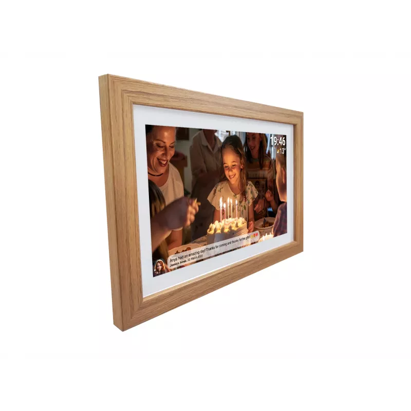 Denver PFF-1543LW digitale fotolijst 39,6 cm (15,6") Full HD 1920 x 1080 IPS-aanraakscherm, wifi, 16 GB, licht hout