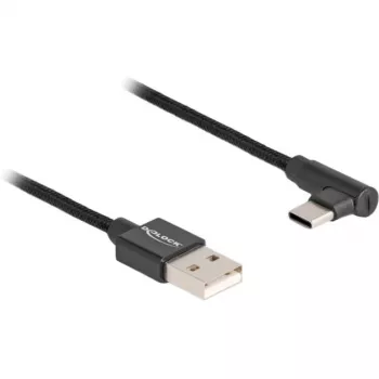 DeLOCK USB 2.0-kabel Type-A stekker naar USB Type-C stekker haaks 3 m zwart
