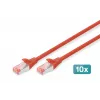 DIGITUS CAT 6 S/FTP patchkabelset DK-1644-050-R-10, 5 m, rood, 10 stuks