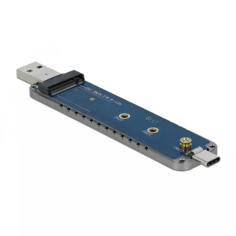 Externe behuizing voor M.2 voor M.2 NVMe PCIe SSD, drivebehuizing zilver, met USB Type-C en Type-A stekker