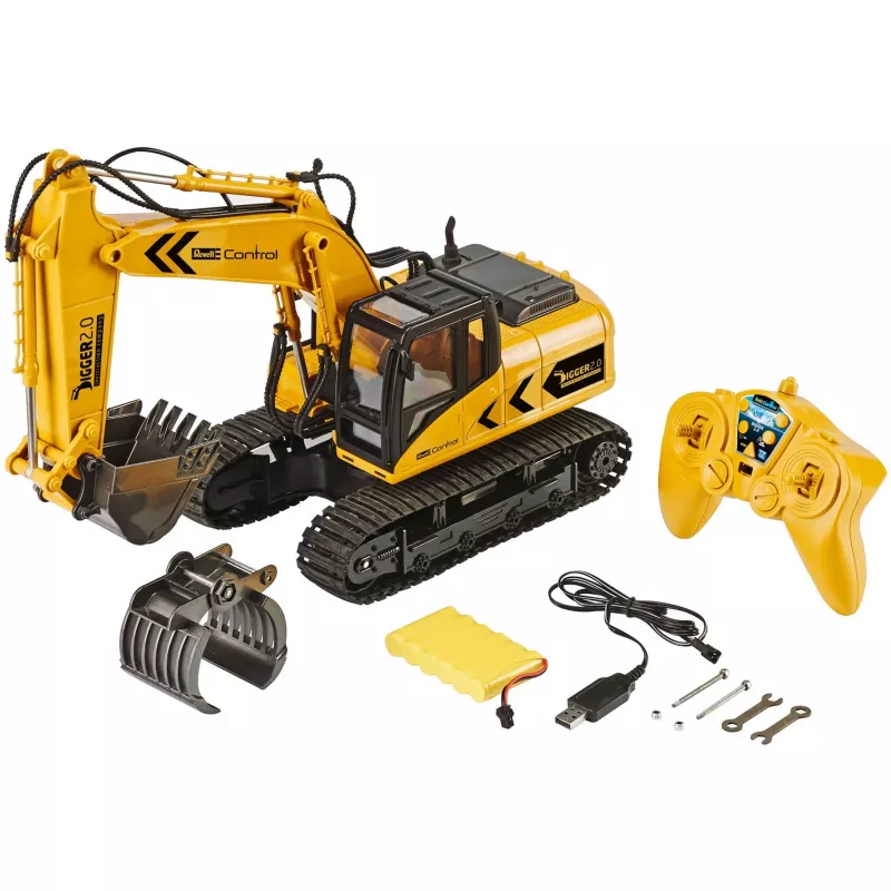 Revell Digger 2.0 - graafmachine - elektromotor - 1:16 - Ready-to-Run (RTR) - zwart - geel - Digger 2.0 (24924)