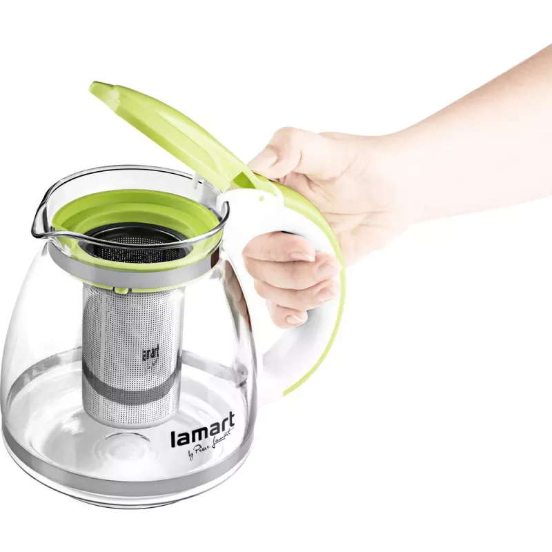 Glazen kan Lamart LT7028 groen transparant 13 cm diameter 155 mm hoogte