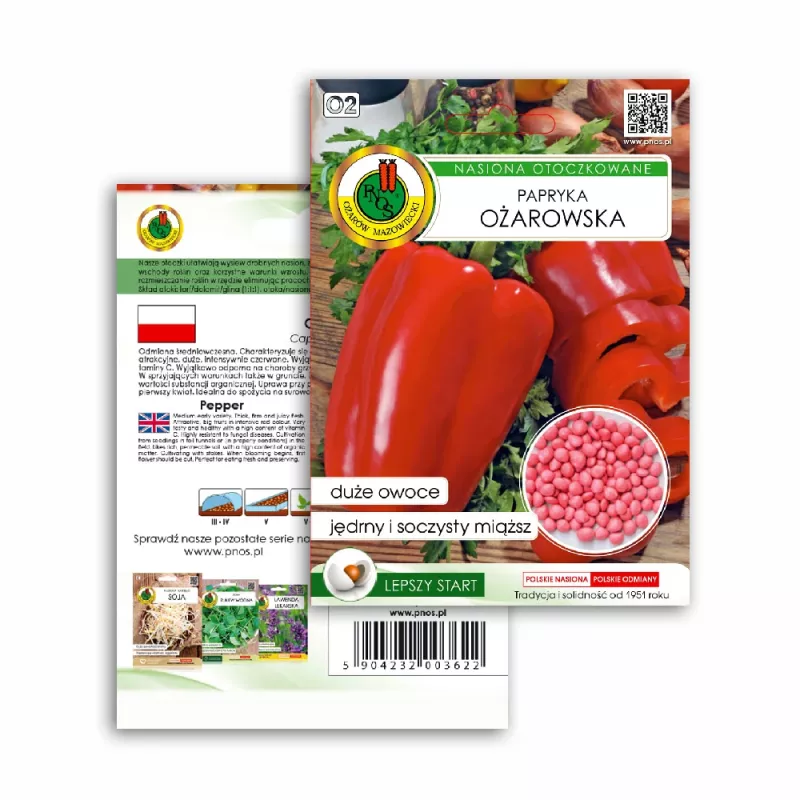 PNOS paprika Ozarowska gecoate zaden, verpakking van 50