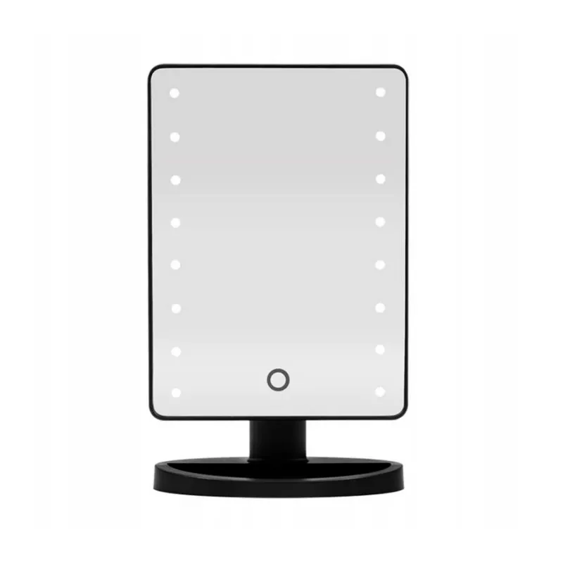 Extralink Make-up spiegel, zwart met verlichting en standaard