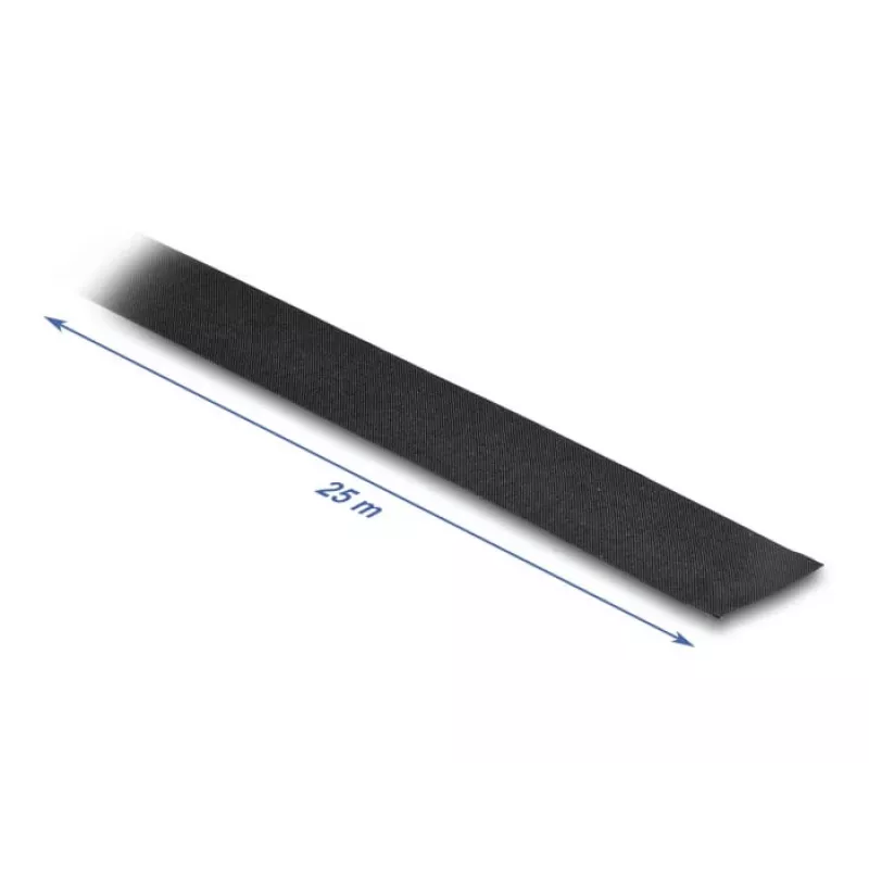 DeLOCK stofband 25 m x 25 mm scheurbaar zelfklevend zwart