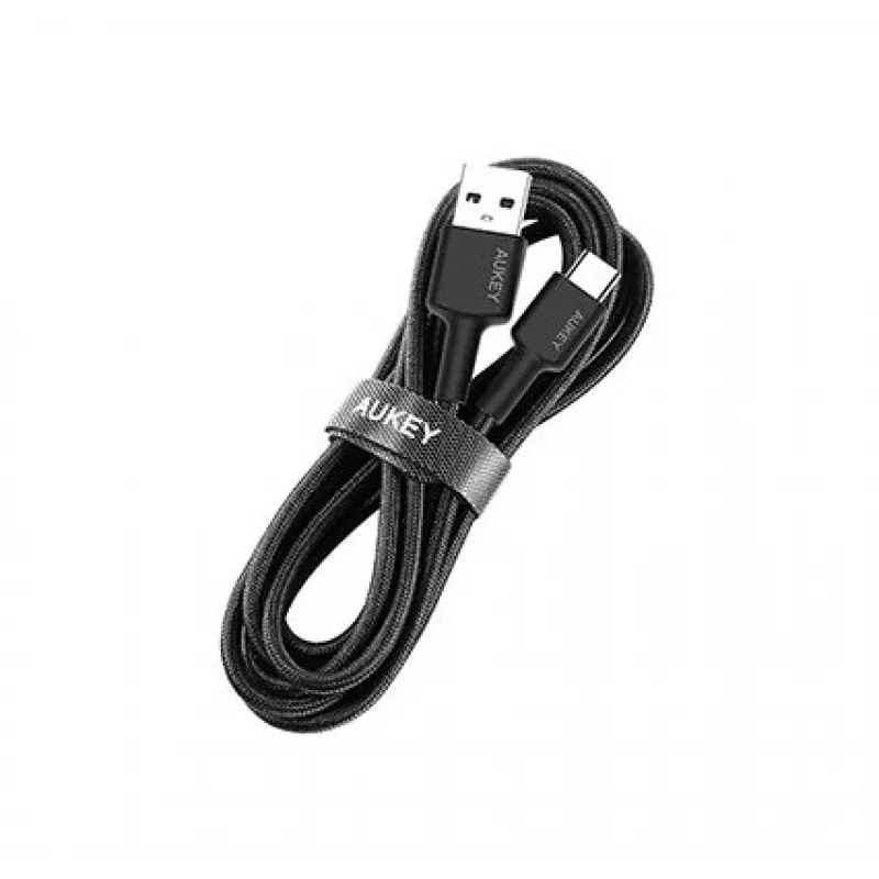 Aukey CB-CA2 OEM USB-C naar USB-A-kabel, nylon gevlochten, 2 m, zwart