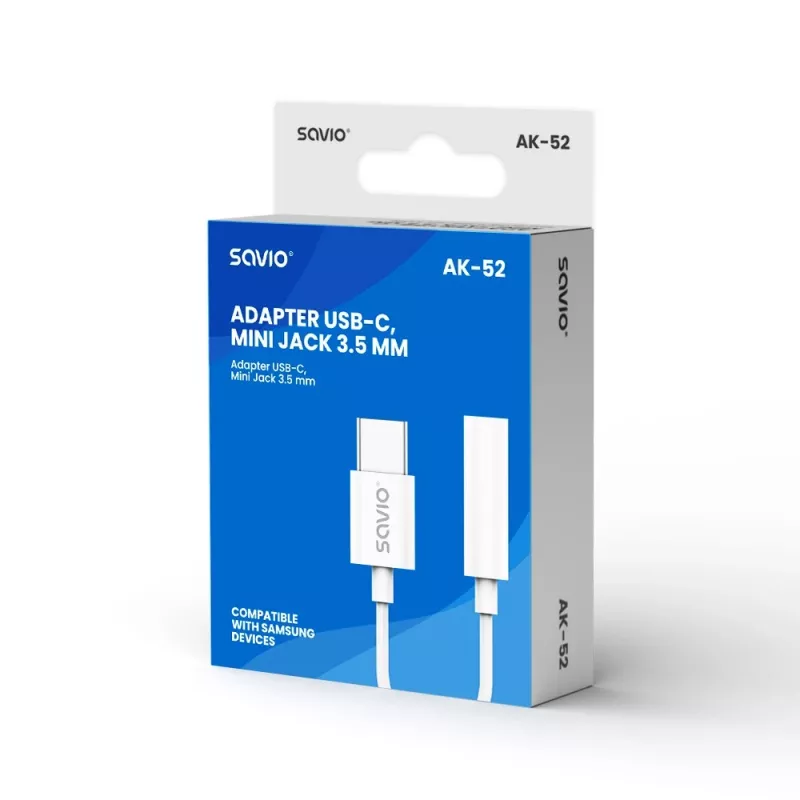 USB Type 3.1 C (M) – jack 3,5mm (F) audio-adapter wit SAVIO AK-52