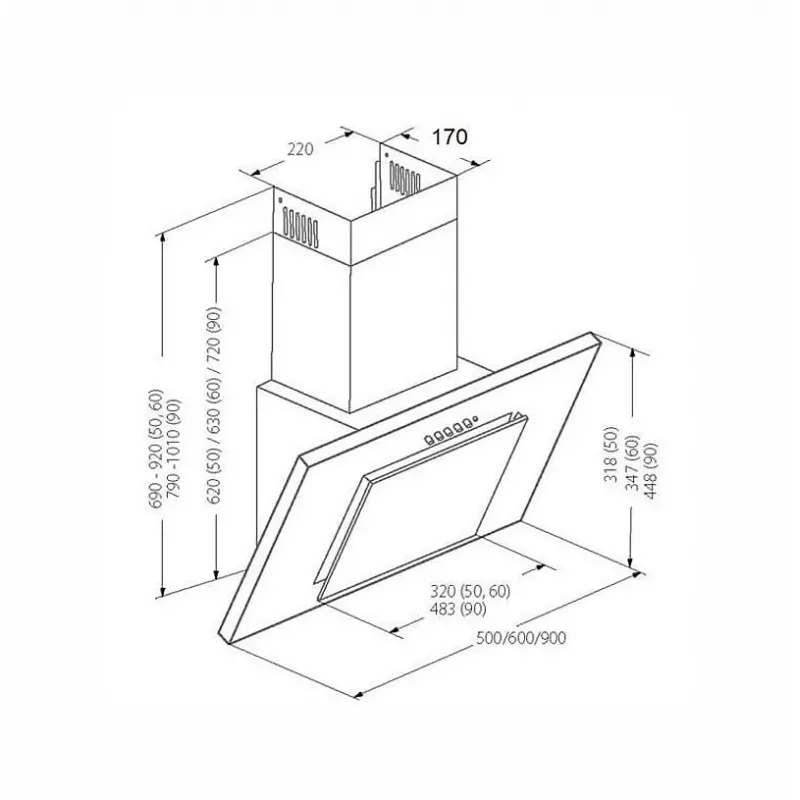 AKPO WK-4 zwart 2.0 50 wit T300 lineaire LED/controller afzuigkap