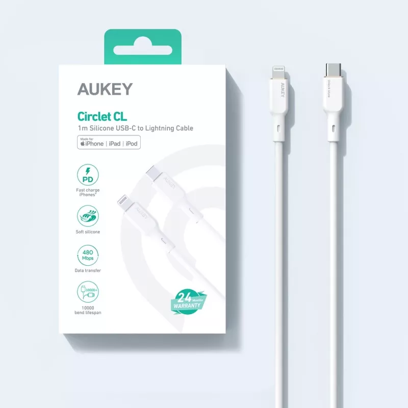 CB-SCL2 witte siliconenkabel Lightning-USB-C USB Power Delivery USB-PD