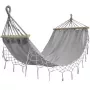 Black Forest hangmat, grijs met franjes, enkel 200x100cm met frame