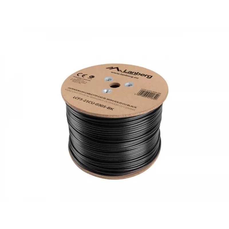 Lanberg LCF5-21CU-0305-BK Cat5e F/UTP installatiekabel voor buiten, massief koper, 305 m, zwart