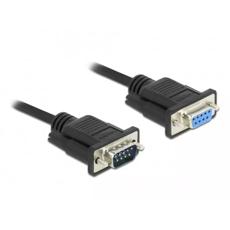 Delock RS-232 Seriële kabel, D-Sub 9 male naar female, slanke connectorbehuizing, 3 m, zwart