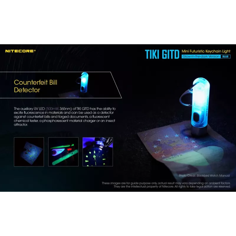 Nitecore TIKI GITD BLUE zaklamp, T-serie, 300 lumen