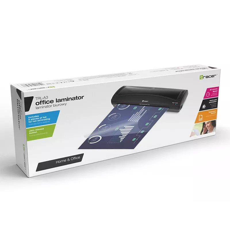 Koud-/heetlamineerapparaat TRACER TRL-A3 — A3-lamineerapparaat, max. breedte 33 cm, zwart