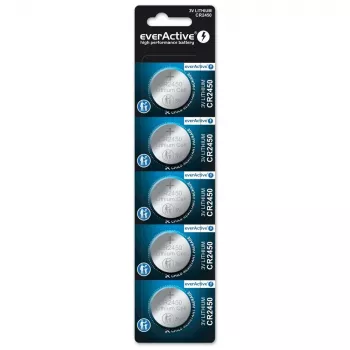 Knoopcel lithiumbatterij everActive CR2450, 3 V, 5 mm hoogte — 5-pack