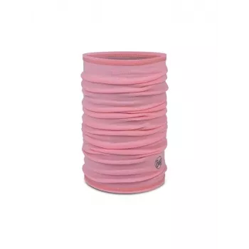 Multifunctionele kinderbandana Buff Merino Lightweight – effen rozenroze, naadloze merinowollen hoofddeksel voor kinderen