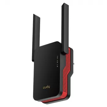Wi-Fi-signaalversterker Cudy RE3000 2400–5000 MHz, 802.11ax/ac/n/g/b/a, Ethernet 100 Mbps, externe antenne, zwart/rood
