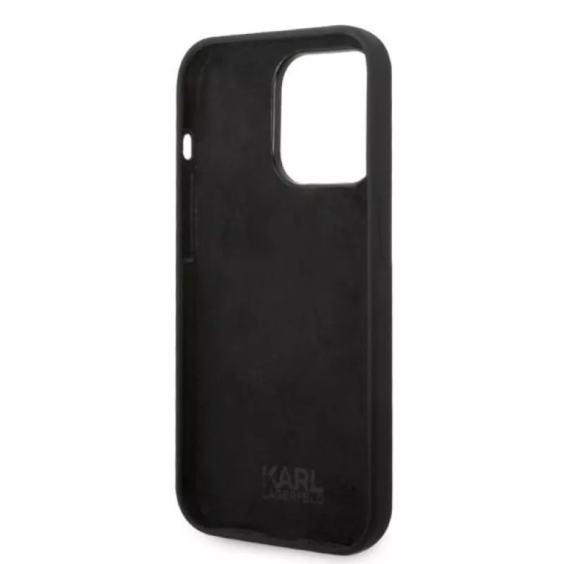 Karl Lagerfeld soft cover silicone RSG zwart voor Apple iPhone 14 Pro KLHCP14LSRSGRCK