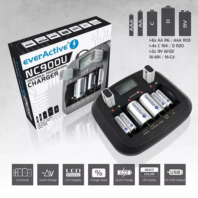 everActive NC-900U universele batterijlader