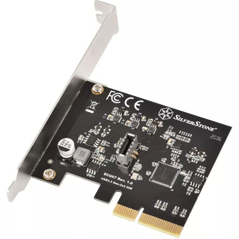 SilverStone SST-ECU07 PCIe 3.0 x4 USB 3.2 Gen 2x2 adapterkaart, 1x interne USB-C, low profile