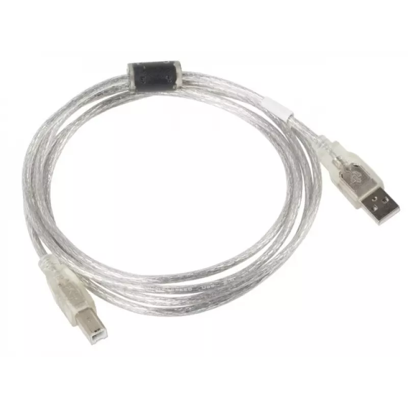 USB-2.0-kabel LANBERG CA-USBA-12CC-0018-TR, USB A (stekker) naar USB B (stekker), 1,8 m, transparant