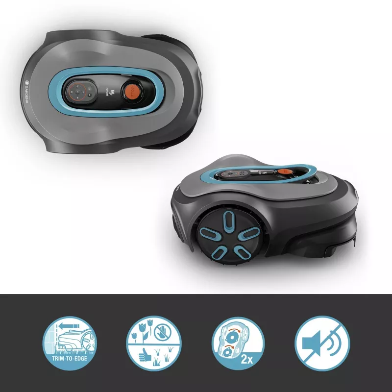 Maaierrobot GARDENA smart SILENO max — 1500 m², 16 cm maaibreedte, accu, LONA-navigatie, grijs