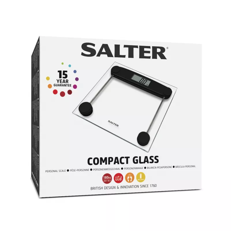 Badkamerweegschaal Salter 9208 BK3R compacte glasweegschaal elektronisch