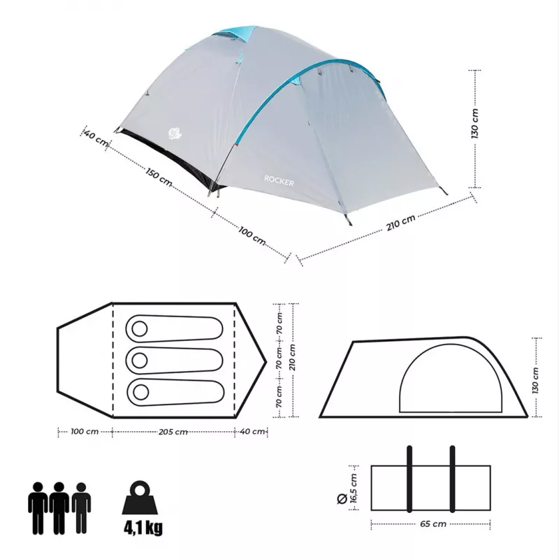 NILS CAMP ROCKER NC6013 3-persoons campingtent