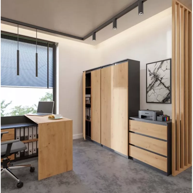 RS-80 HEMN OFFICE stellingkast, antraciet/artisan eiken