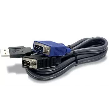 TRENDnet TK CU10 - toetsenbord-/video-/muis- (KVM-) kabel - USB Type A, 4-pin, HD-15 (M) - HD-15 (M) - 3,1m - zwart (TK-CU10)