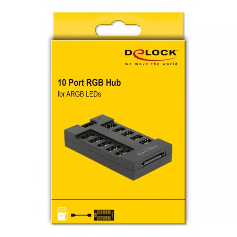 Delock - RGB LED licht-hub - 10 aansluitingen - zwart (64128)