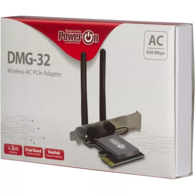 Inter-Tech DMG-32 - ingebouwd - draadloos - PCI Express - Wi-Fi - 650 Mbit/s - zwart - zilver (88888148)
