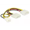 Interne stroomkabel DeLOCK 83658 0,39 m 3-pins naar 2 x Molex 4-pins