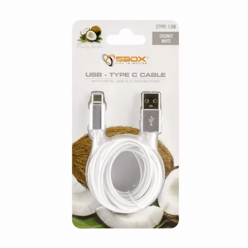 Sbox USB-TYPEC-15W USB->Type-C M/M 1,5 m kokoswit