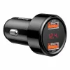 Baseus Magic CCMLC20A-01 autolader, 2x USB-A QC 3.0, 45 W, 6 A, spanningsdisplay, zwart