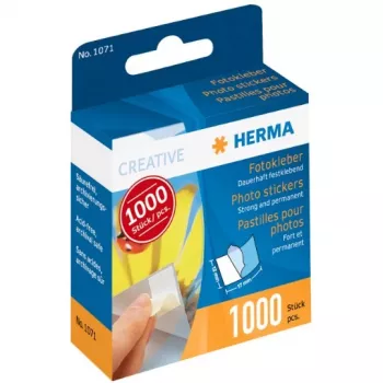 HERMA fotolijm in kartonnen dispenser, inhoud: 1.000 stuks dubbelzijdig klevend: één zijde klevend, één zijde (1071)