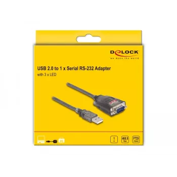 DeLOCK 61400 kabeladapter USB A RS-232 zwart